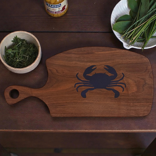 Walnut Charcuterie Board with Crab Inlay