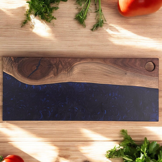 Blue Epoxy River Charcuterie Board